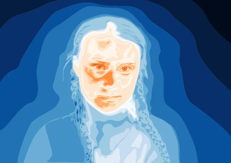 Greta Thunberg i klimatski protest, ilustracija uz tekst Edwina Bendyka