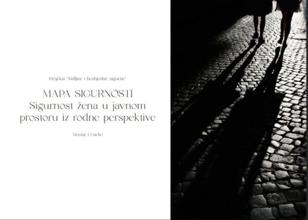 Službeni vizual Mape sigurnosti žena u javnom prostoru u Mostaru i Gacku, objavljene u septembru 2026.