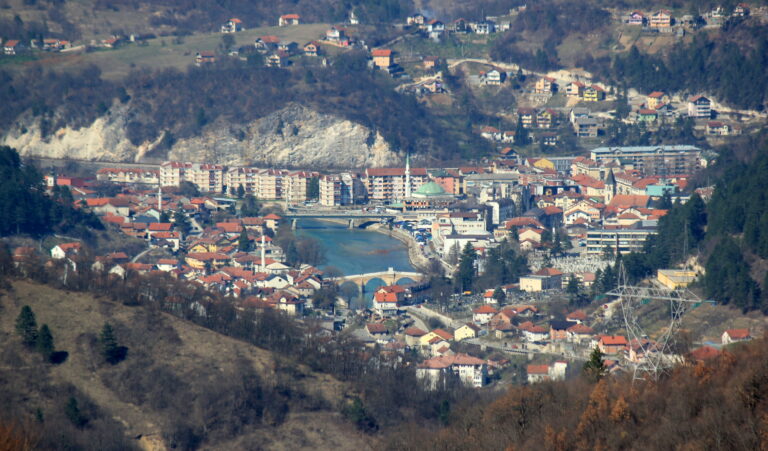 Panoramski pogled na grad Konjic, arhivska fotografija iz 2017.